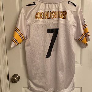 NFL Pittsburgh Steelers White Gold Ben Roethlisberger Jersey #7 Polyester 14-16